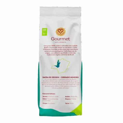 Café Torrado e Moído Cerrado Mineiro Gourmet 3 Corações Pacote 250g - Image 2