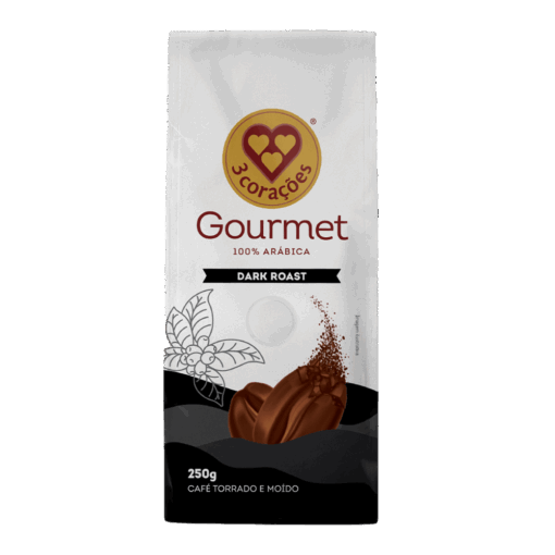 Café Torrado e Moído Dark Roast Gourmet 3 Corações Pacote 250g