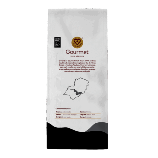 Café Torrado e Moído Dark Roast Gourmet 3 Corações Pacote 250g - Image 2