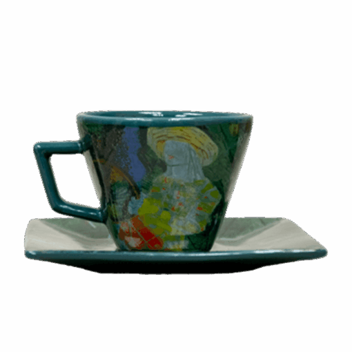 Xícara de Porcelana Portinari com Pires 3 Corações Peneirando Café 75ml
