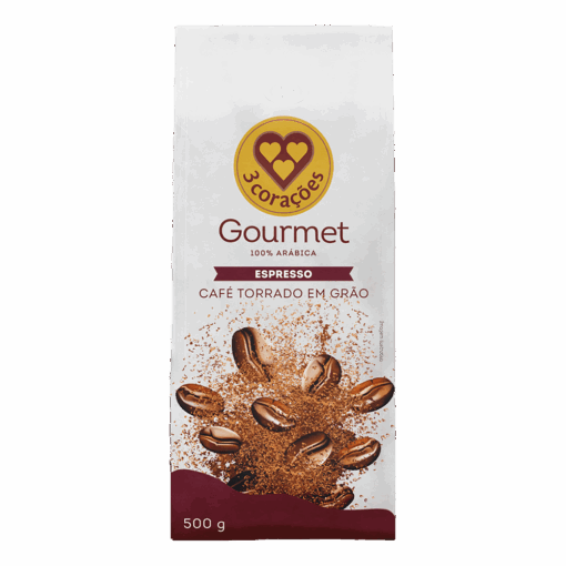 Café Torrado em Grãos Espresso Gourmet 3 Corações Pacote 500g