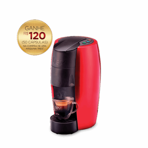 Cafeteira Espresso LOV Premium Vermelha Metalizada Automática + 120 Cápsulas