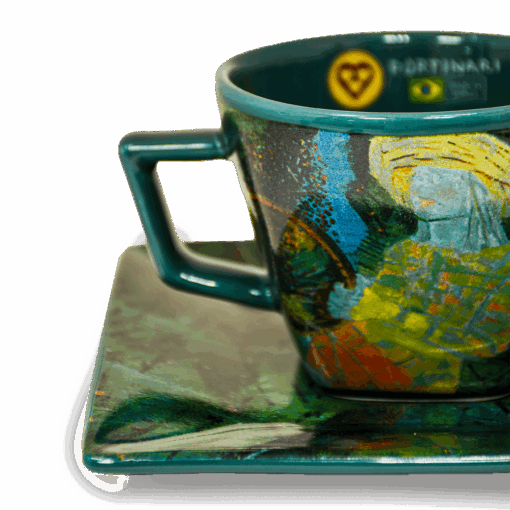 Xícara de Porcelana Portinari com Pires 3 Corações Peneirando Café 75ml - Image 2